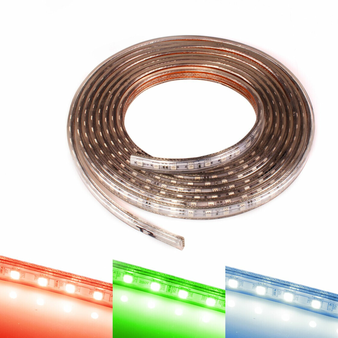 230V LED Streifen RGB Band Streifen Leiste IP44 Stripe dimmbar Lichtl, 4,99  €